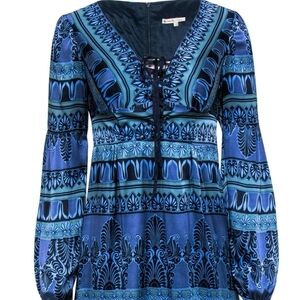 Nanette Lepore Bohemian Lace Up Silk Dress.